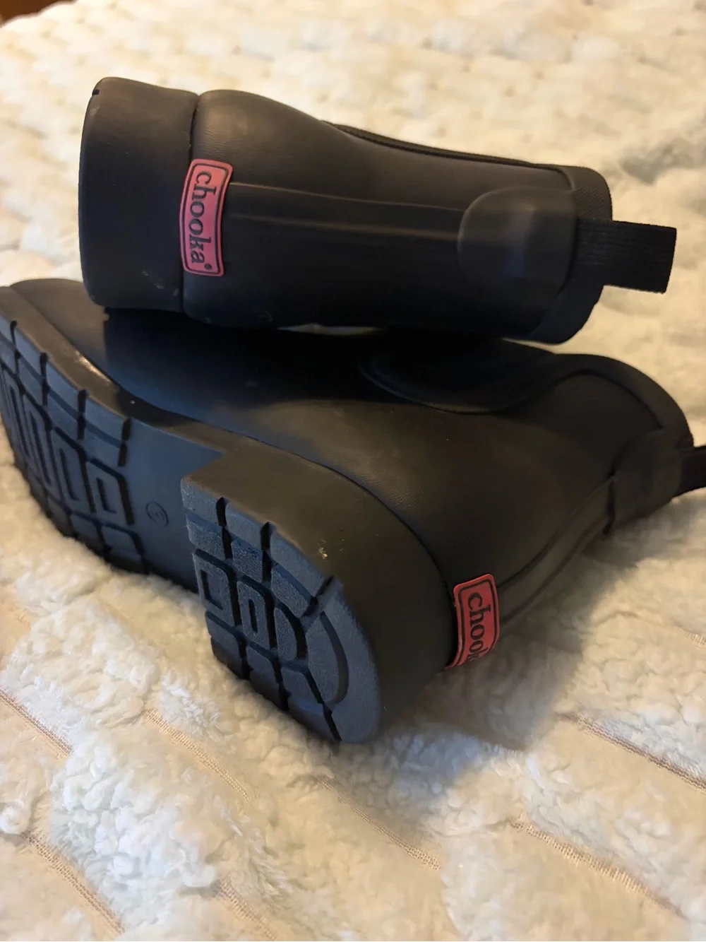 Women's Black Fleece-Lined Ankle Rain Boots
